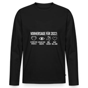 VORHERSAGE FÜR 2022 - WERDENDER PAPA GESCHENK - Männer Premium Bio Langarmshirt - Schwarz - Vorne - Nico (187cm)