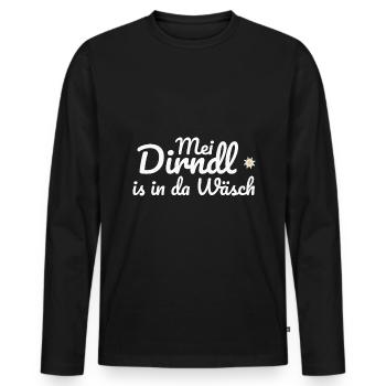 Dirndl Tracht | Mei Dirndl is in da - Männer Premium Bio Langarmshirt - Schwarz - Vorne - Nico (187cm)