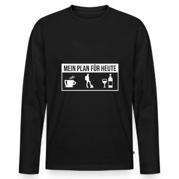 Mein Plan Wandern Bergsteigen | Hiking Wein Spruch - Männer Premium Bio Langarmshirt - Schwarz - Vorne - Nico (187cm)