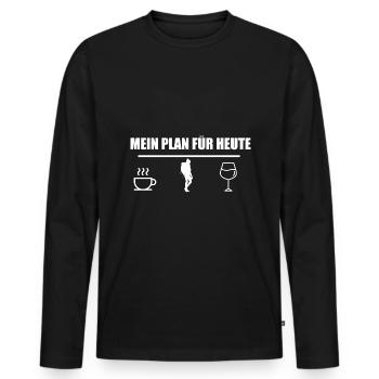Mein Plan Wandern Bergsteigen | Hiking Wein Spruch - Männer Premium Bio Langarmshirt - Schwarz - Vorne - Nico (187cm)