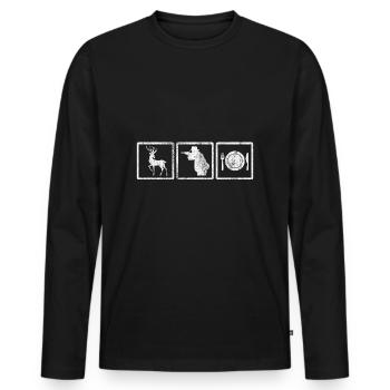 Chasse au cerf chasseur chemise cadeau alimentaire - T-shirt manches longues Premium bio Homme - noir - Devant - Nico (187cm)