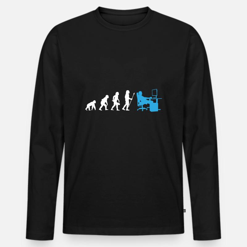 Evolution of the Nerds - Männer Premium Bio Langarmshirt - Schwarz