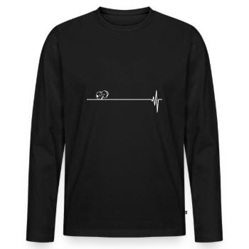 Haltère musculation pouls fréquence cardiaque - T-shirt manches longues Premium bio Homme - noir - Devant - Nico (187cm)