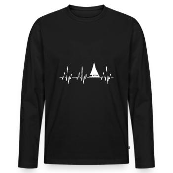 Heartbeat ECG sailing sailboat sailing ship - Men's Premium Organic Long Sleeve Shirt - black - Front - Nico (187cm)