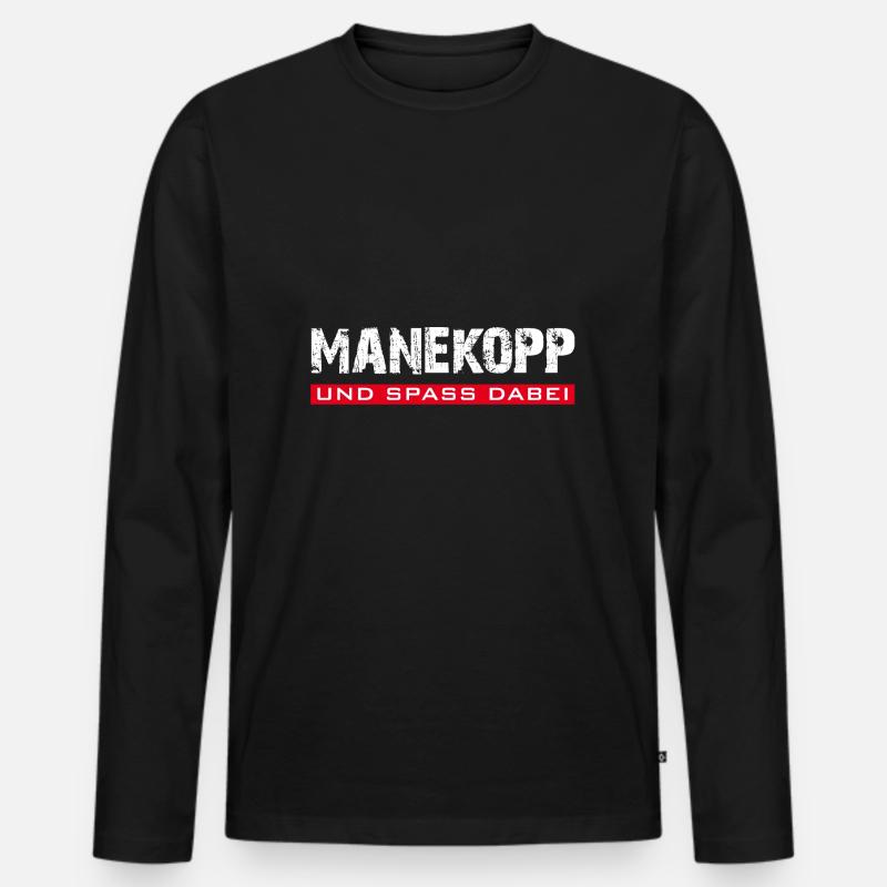 Manekopp und Spass dabei - Männer Premium Bio Langarmshirt - Schwarz