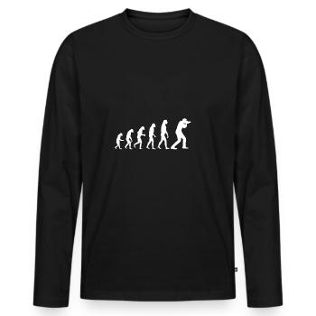 Evolution photographer - Men's Premium Organic Long Sleeve Shirt - black - Front - Nico (187cm)