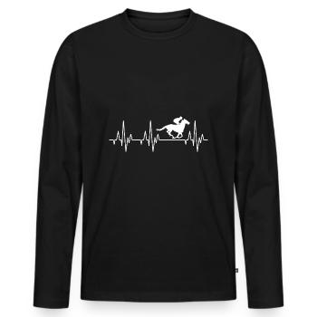 Heartbeat ECG Equitation Equitation Sports équestres Equestre - T-shirt manches longues Premium bio Homme - noir - Devant - Nico (187cm)