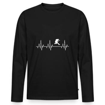 Heartbeat ECG Egitarre guitarist rock musician - Men's Premium Organic Long Sleeve Shirt - black - Front - Nico (187cm)