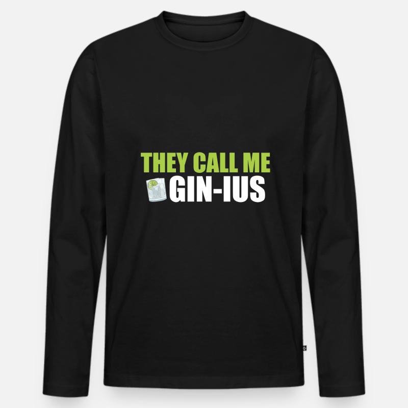Gin They call me Gin-ius - Männer Premium Bio Langarmshirt - Schwarz