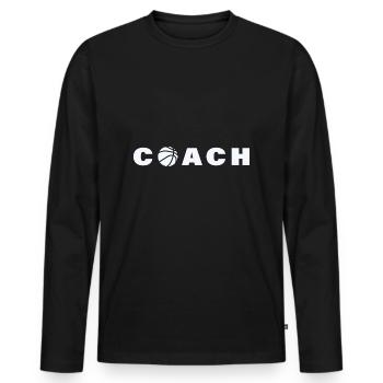 Basket entraîneur coach motif - T-shirt manches longues Premium bio Homme - noir - Devant - Nico (187cm)