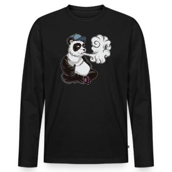 Vaping Panda Bear Illustration | Animal Vape - Männer Premium Bio Langarmshirt - Schwarz - Vorne - Nico (187cm)