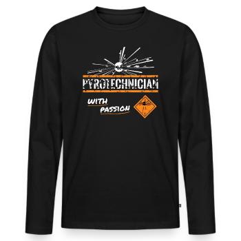 Pyrotechnicien passionné - T-shirt manches longues Premium bio Homme - noir - Devant - Nico (187cm)