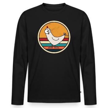 CRAZY CHICKEN - Men's Premium Organic Long Sleeve Shirt - black - Front - Nico (187cm)
