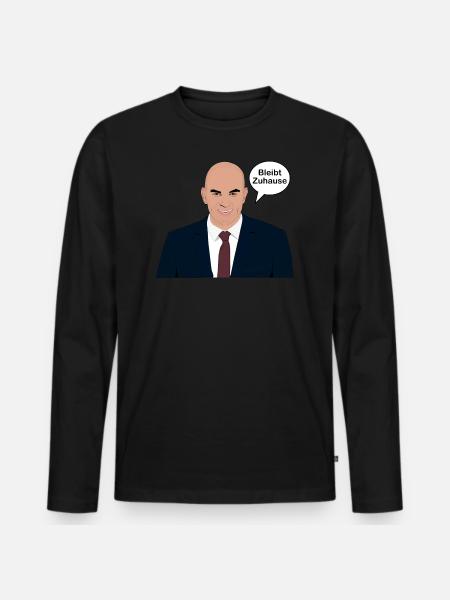 Alain Berset siger bliver hjemme - Premium økologisk langærmet T-shirt til mænd - sort