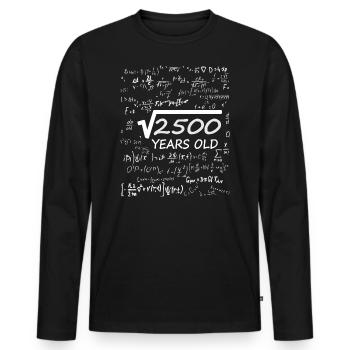 Square root 2500 = 50 years old Birthday - Men's Premium Organic Long Sleeve Shirt - black - Front - Nico (187cm)
