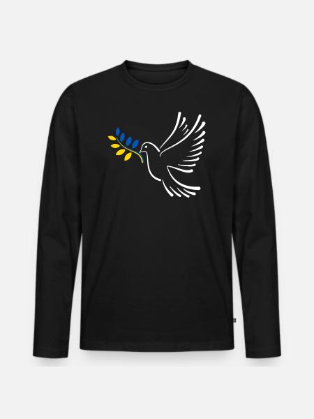 Friedenstaube Ukraine - Männer Premium Bio Langarmshirt - Schwarz