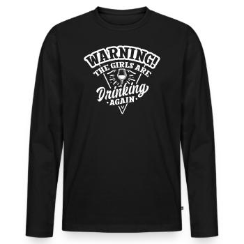WOMEN DRINK BEER AGAIN ALCOHOL SCHNAPPS MOTIF - Men's Premium Organic Long Sleeve Shirt - black - Front - Nico (187cm)