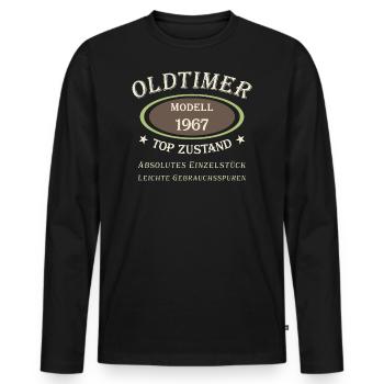 Oldtimer 55e anniversaire modèle 1967 - 2022 - T-shirt manches longues Premium bio Homme - noir - Devant - Nico (187cm)