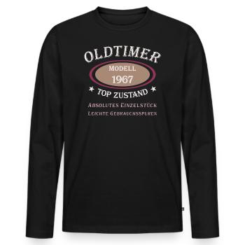 Oldtimer 55th birthday 1967 Absolute unique piece - Men's Premium Organic Long Sleeve Shirt - black - Front - Nico (187cm)