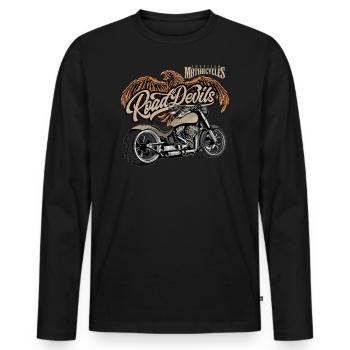 American Motorcycle Vintage Design - Männer Premium Bio Langarmshirt - Schwarz - Vorne - Nico (187cm)