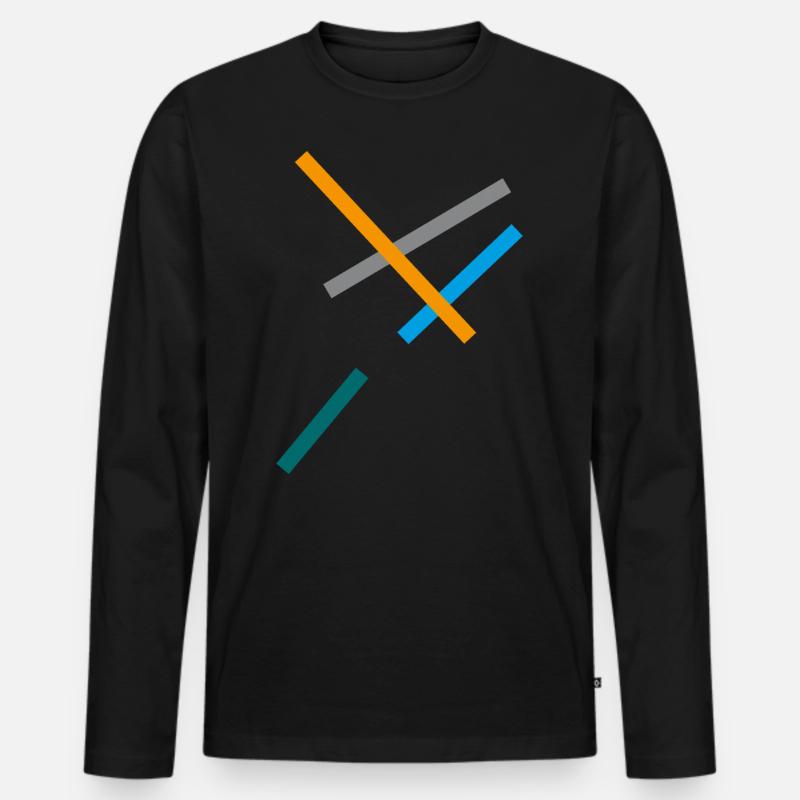 Minimal Streifen Design - Männer Premium Bio Langarmshirt - Schwarz
