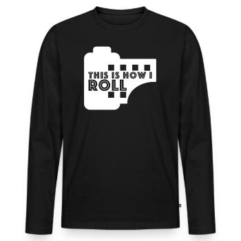 C’est comme ça que je roule | Film, Appareil photo, Pellicule, Photo - T-shirt manches longues Premium bio Homme - noir - Devant - Nico (187cm)