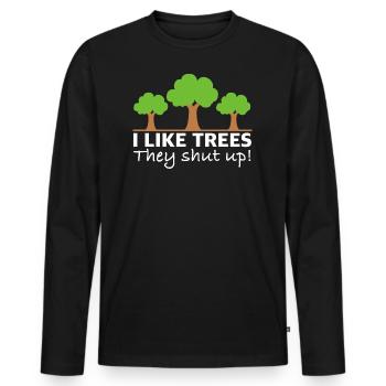 J’aime les arbres qui se taisent | Paroles - T-shirt manches longues Premium bio Homme - noir - Devant - Nico (187cm)