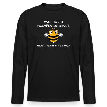 Hummeln im Hintern | lustige Sprüche, Sarkasmus - Männer Premium Bio Langarmshirt - Schwarz - Vorne - Nico (187cm)