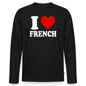 J’aime le coeur français drôle spirituel - T-shirt manches longues Premium bio Homme - noir - Devant - Nico (187cm)