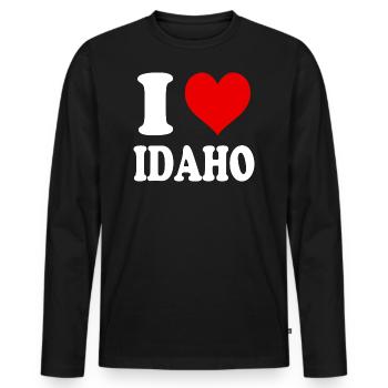 Ich liebe Idaho Herz Lustig Witzig - Männer Premium Bio Langarmshirt - Schwarz - Vorne - Nico (187cm)