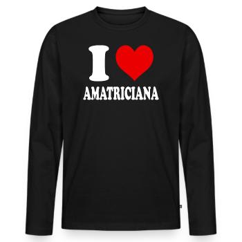 I Love Amatriciana Heart Funny Witty - Men's Premium Organic Long Sleeve Shirt - black - Front - Nico (187cm)