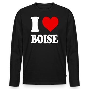 Ich liebe Boise Herz Lustig Witzig - Männer Premium Bio Langarmshirt - Schwarz - Vorne - Nico (187cm)