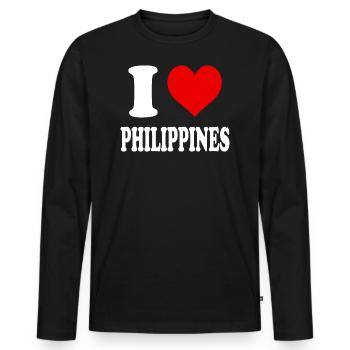 J’aime les Philippines Coeur Drôle Spirituel - T-shirt manches longues Premium bio Homme - noir - Devant - Nico (187cm)