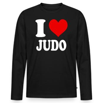 J’aime le judo coeur drôle plein d’ - T-shirt manches longues Premium bio Homme - noir - Devant - Nico (187cm)