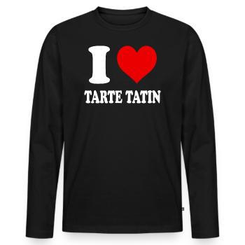 I Love Tarte Tatin Heart Funny Witty - Men's Premium Organic Long Sleeve Shirt - black - Front - Nico (187cm)