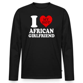 I Love My African Girlfriend Funny Relationship - Men's Premium Organic Long Sleeve Shirt - black - Front - Nico (187cm)