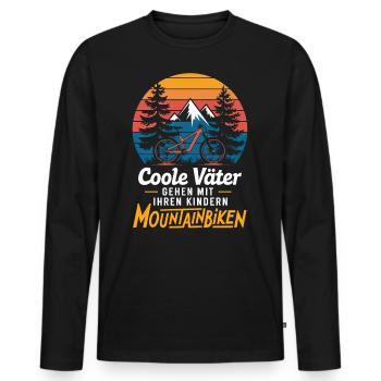 Papa und Kinder Mountainbiken - Männer Premium Bio Langarmshirt - Schwarz - Vorne - Nico (187cm)