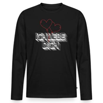 Je t’aime - T-shirt manches longues Premium bio Homme - noir - Devant - Nico (187cm)