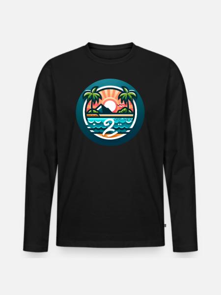 Bunte Palmeninsel Offliner - Männer Premium Bio Langarmshirt - Schwarz
