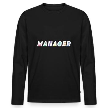 The manager - Men's Premium Organic Long Sleeve Shirt - black - Front - Nico (187cm)