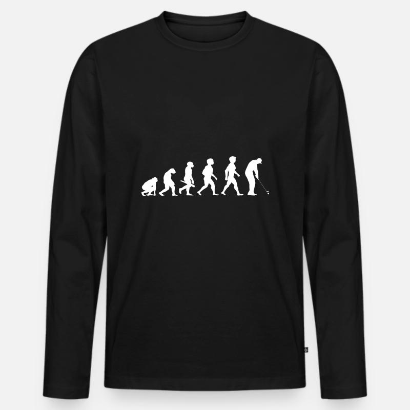 Evolution Golf Golfer Golfspieler Golfplatz - Männer Premium Bio Langarmshirt - Schwarz