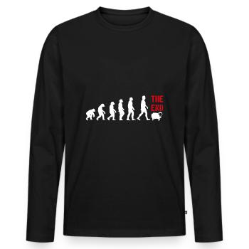 EVOLUTION WITZIG LUSTIG - Männer Premium Bio Langarmshirt - Schwarz - Vorne - Nico (187cm)