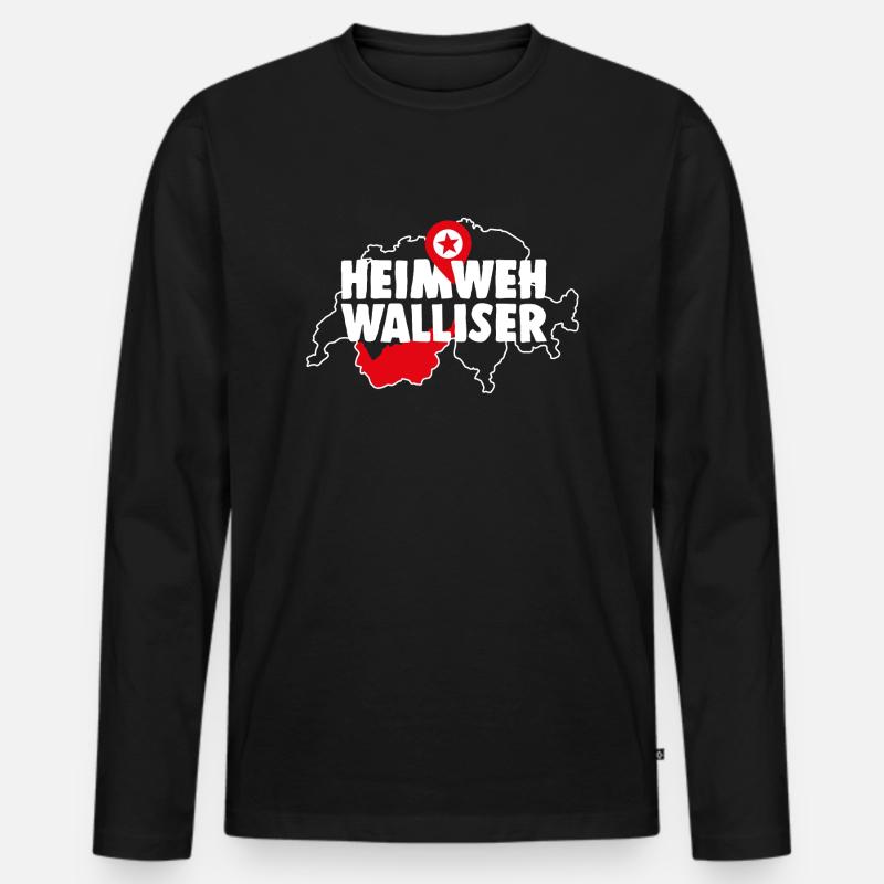 HEIMWEH WALLISER - Männer Premium Bio Langarmshirt - Schwarz