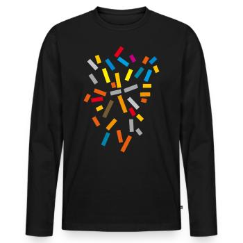 Pattern Colors - Men's Premium Organic Long Sleeve Shirt - black - Front - Nico (187cm)