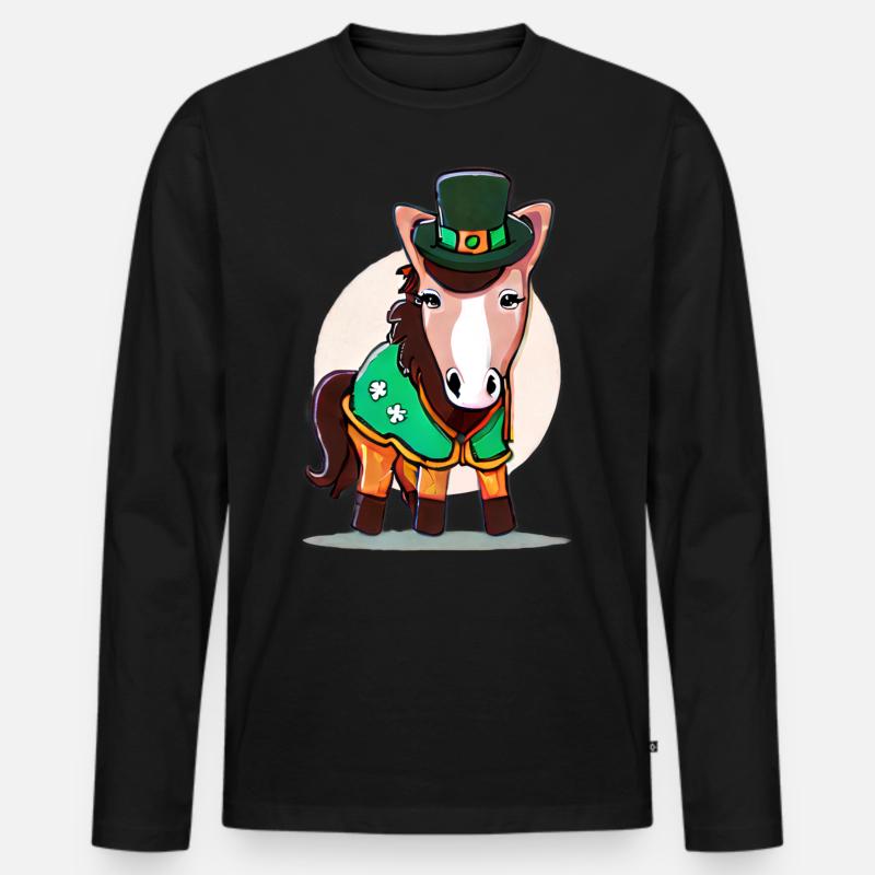st patrick's day Pferd - Männer Premium Bio Langarmshirt - Schwarz
