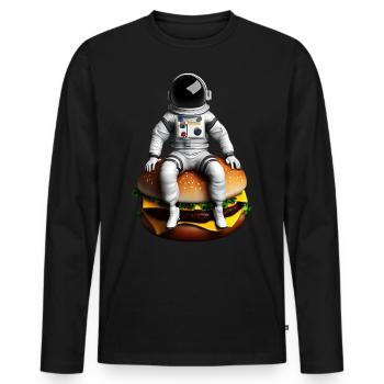 Astronaute spatial Cheeseburger - T-shirt manches longues Premium bio Homme - noir - Devant - Nico (187cm)