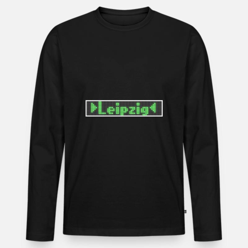 Leipzig LED Display Gruen - Männer Premium Bio Langarmshirt - Schwarz