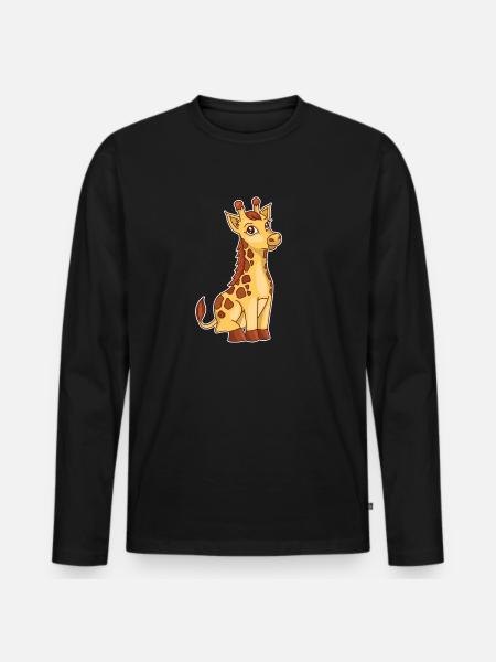 Girafe bébé girafe mignon - T-shirt manches longues Premium bio Homme - noir