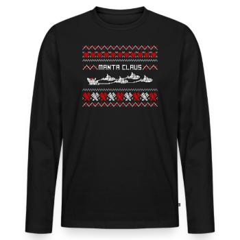 Ugly Christmas Manta Claus Mittel - Männer Premium Bio Langarmshirt - Schwarz - Vorne - Nico (187cm)