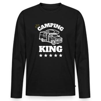 Camping King Gift Idea - Men's Premium Organic Long Sleeve Shirt - black - Front - Nico (187cm)
